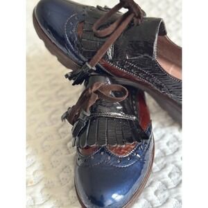 Wonders Talla Tri-Color Wingtip Patent Leather Tassel Loafers Size EU 38/US 7.5